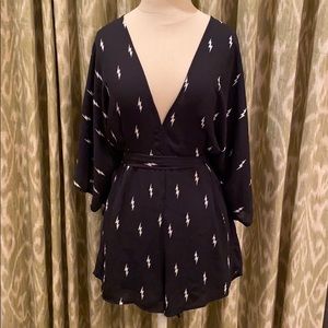 NWT Lightening Bolt Flowy Black Romper